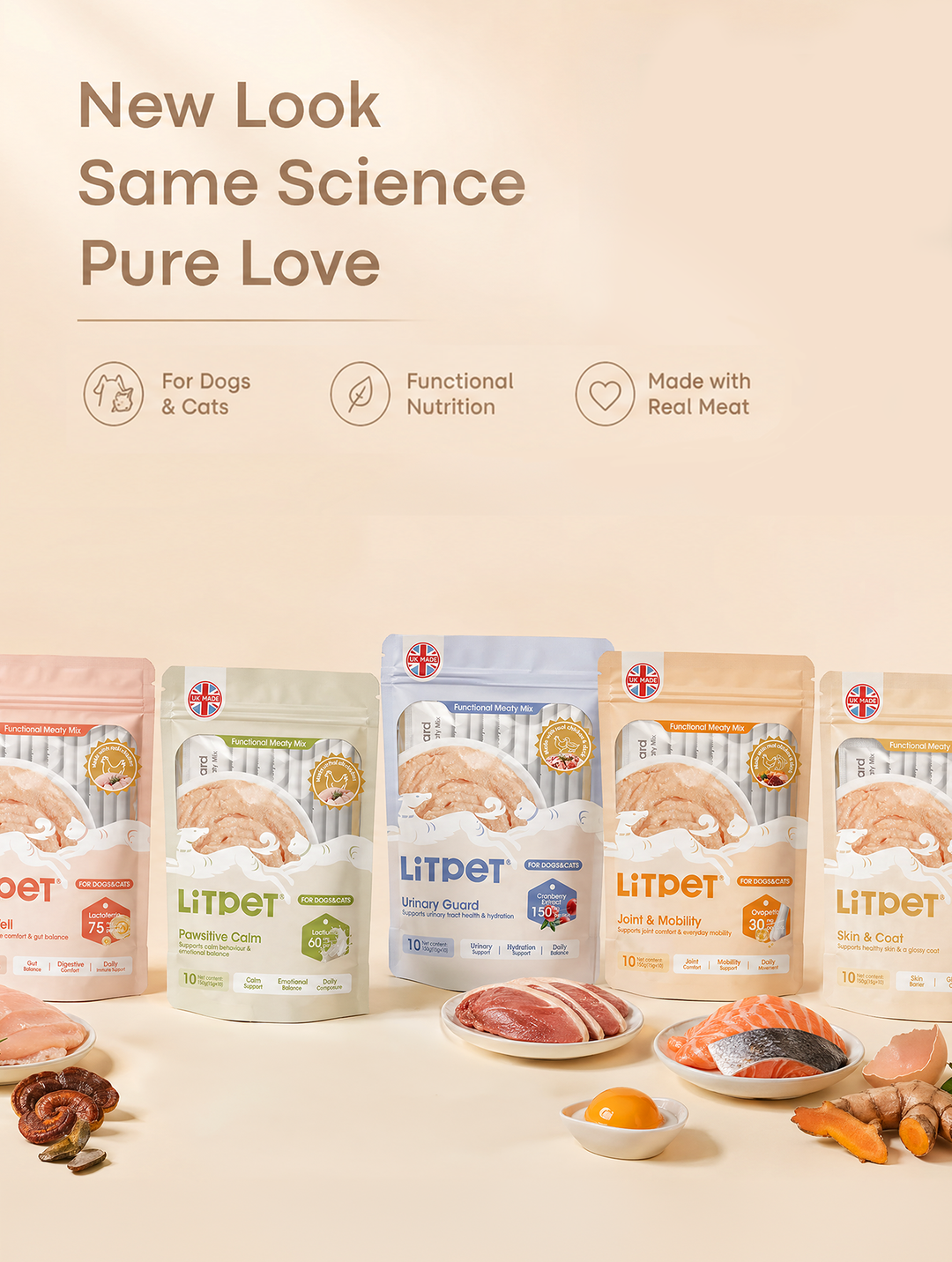LitPet Meaty Mix range — Digest Well, Pawsitive Calm, Urinary Guard, Joint & Mobility, Skin & Coat